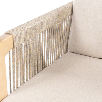 Arwen Modern Bohemian Roped Acacia Wood Outdoor Loveseat with Cushions